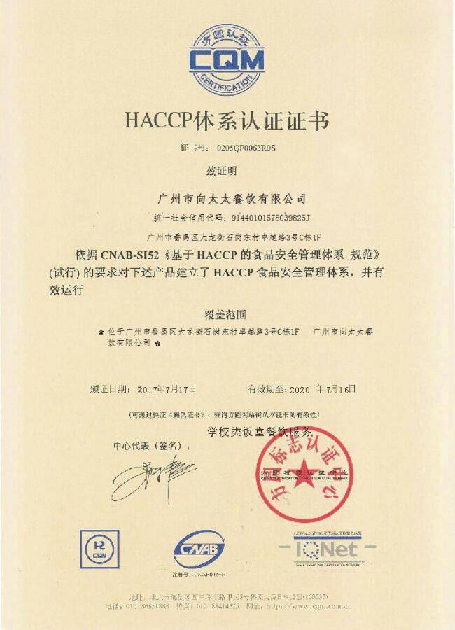 HACCP食品食品管理體系認證